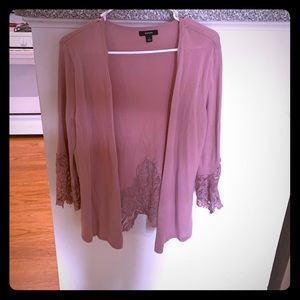 Alfani small s pink cardigan lace accent designer